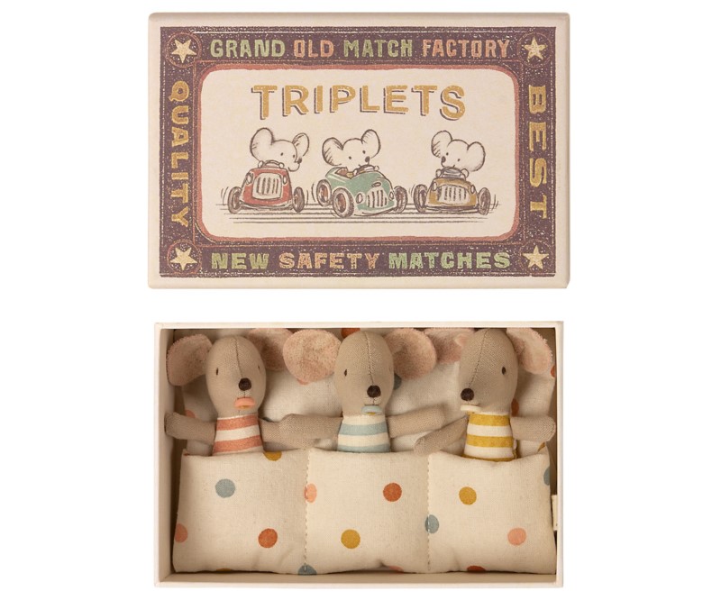 myszki trojaczki w pudelku triplets in matchbox baby mice maileg