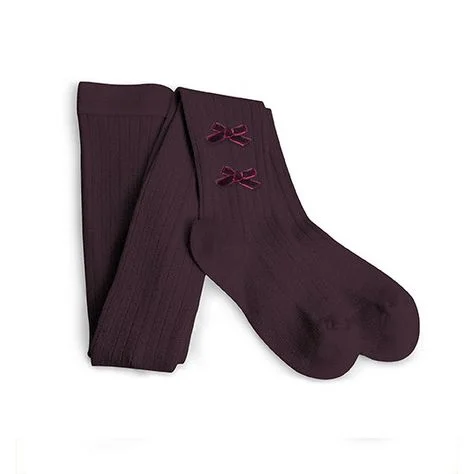 collants cotes noeuds a plat enfant aubergine