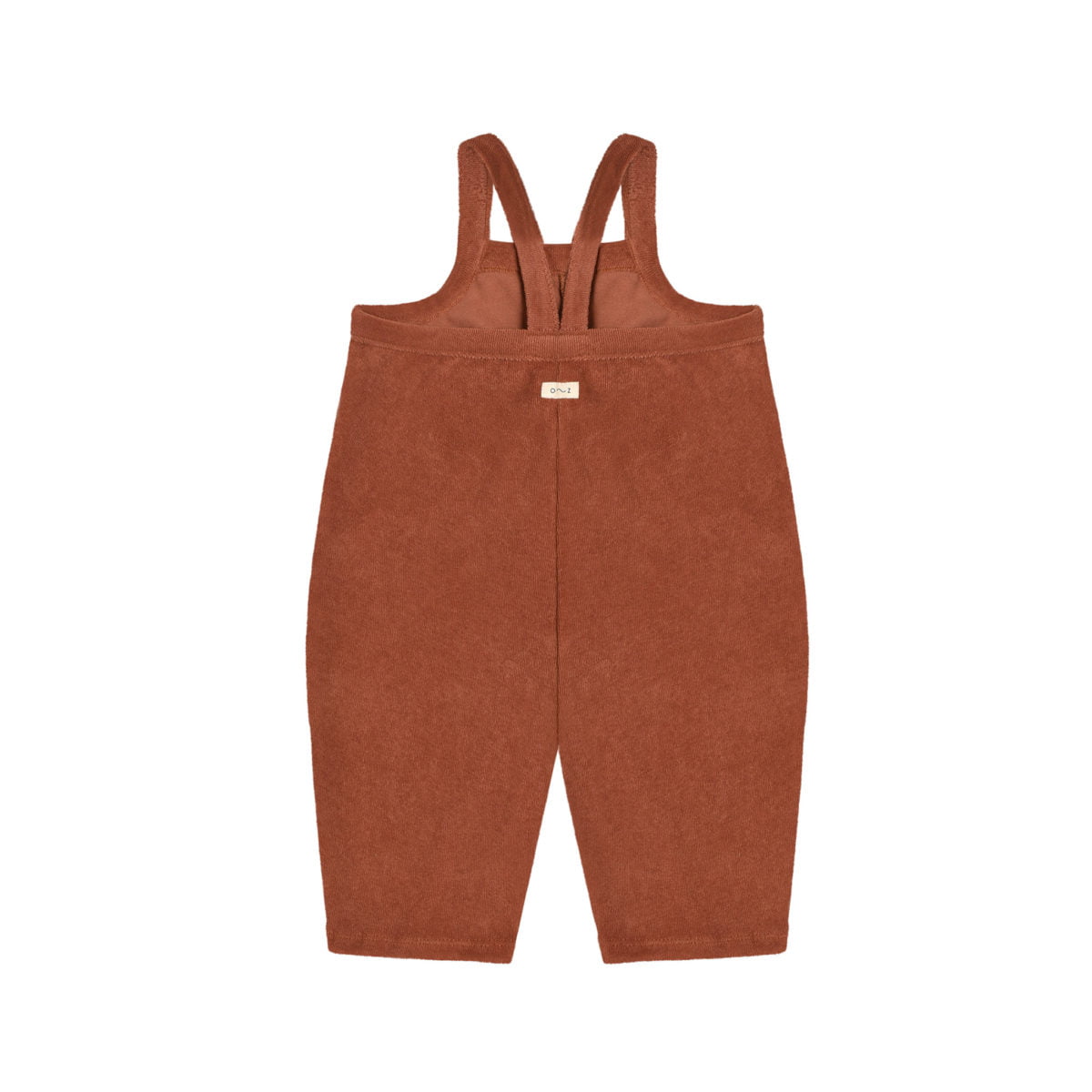 deep earth terry cropped dungarees back white version