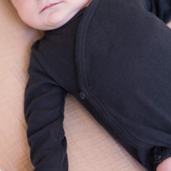 newborn crossover body pointelle detail charcoal