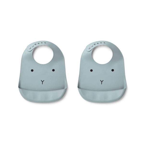 tilda silicone bib  packbiblw rabbit sea blue
