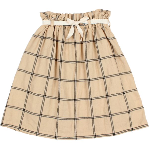 COTTON CHECK MIDI SKIRT BISCOTTO