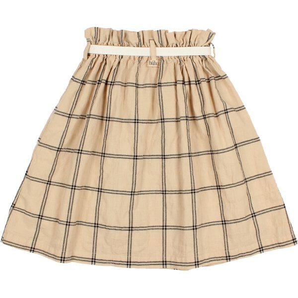 COTTON CHECK MIDI SKIRT BISCOTTO BACK
