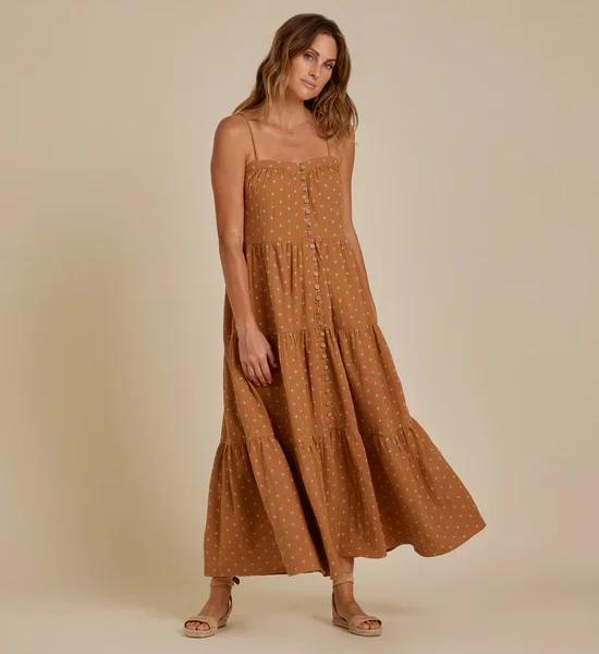 RYLEE&CRU damska sukienka maxi Tiered Stars