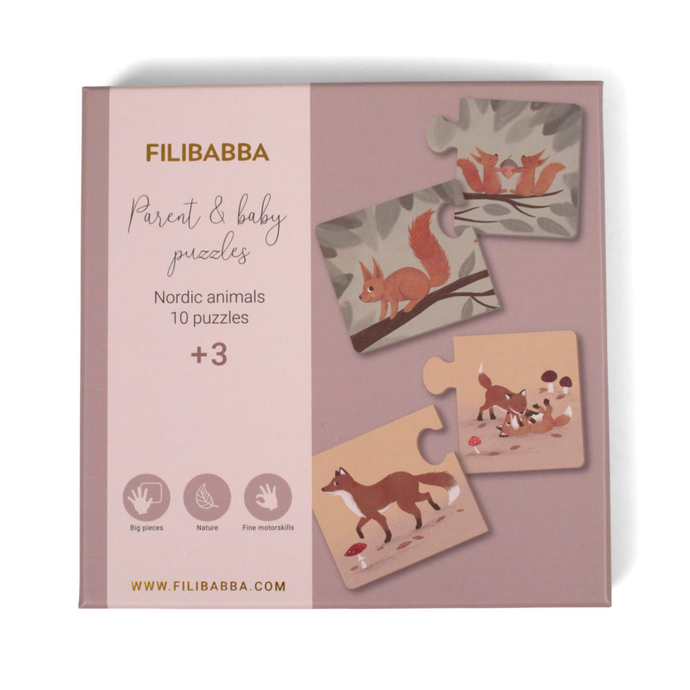 FI-02173 Filibabba Puzzle Mama i dziecko Nordic animals - obrazek 1